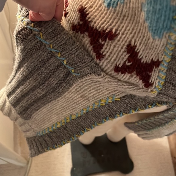 Vintage Free People 100% wool long vest sweater Aztec print - Picture 5 of 9